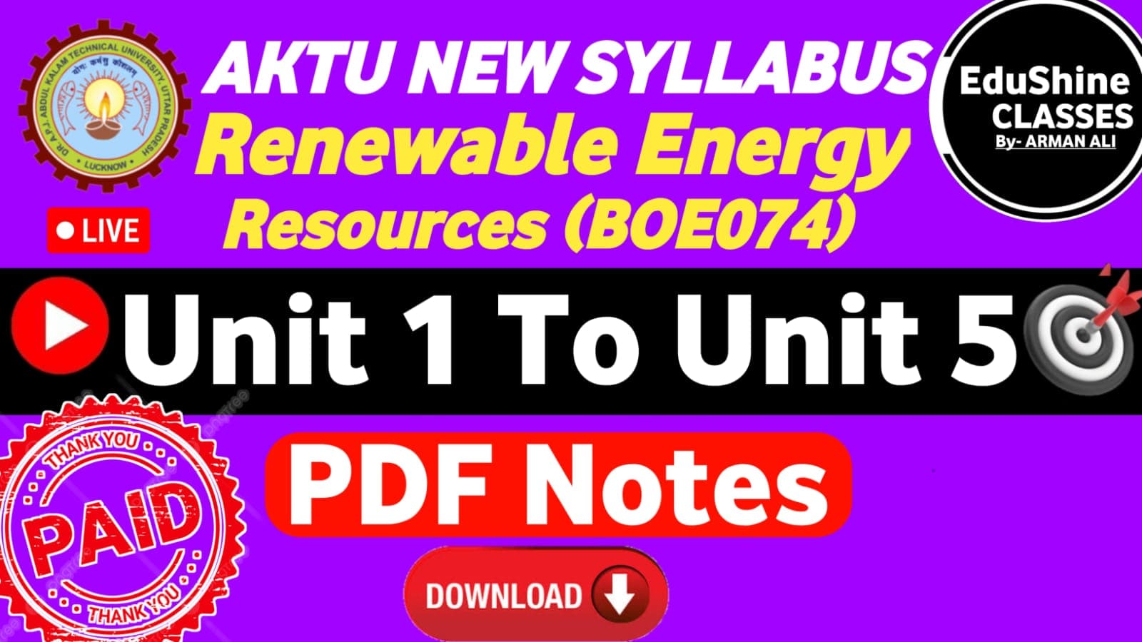 Renewable Energy Resources Easy Notes
